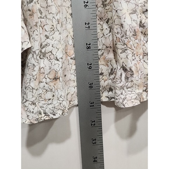 J. Jill Linen Blouse Womens XL Button-up  Long Sleeve, Floral Print‎ 100% Linen - Picture 6 of 9